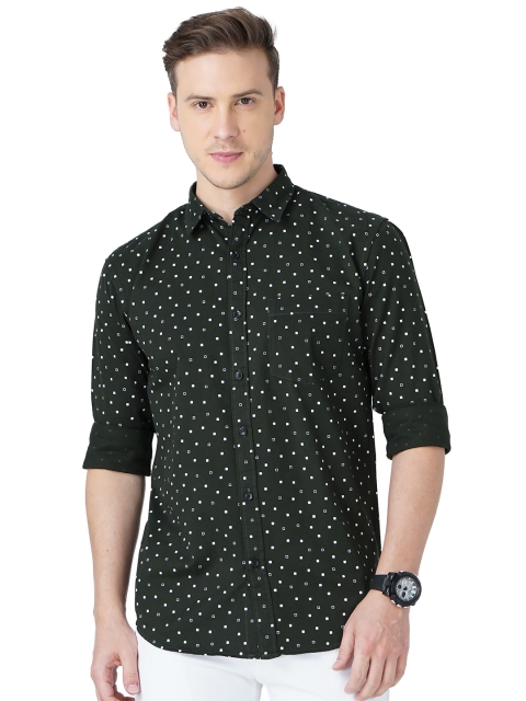 

SORATIA Men Green Slim Fit Printed Cotton Casual Shirt