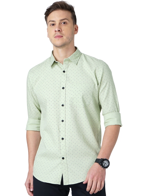 

SORATIA Men Green Slim Fit Printed Casual Shirt