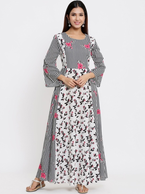 

Indian Virasat Women Multicoloured Geometric Striped Flared Sleeves Gotta Patti Anarkali Kurta, Multi
