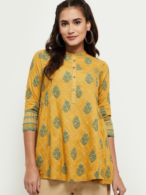 

max Women Mustard & Green Ethnic Motifs Printed Tunic