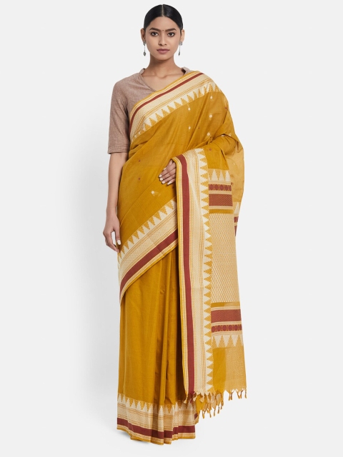 

Fabindia Mustard & Brown Woven Design Zari Pure Cotton Saree