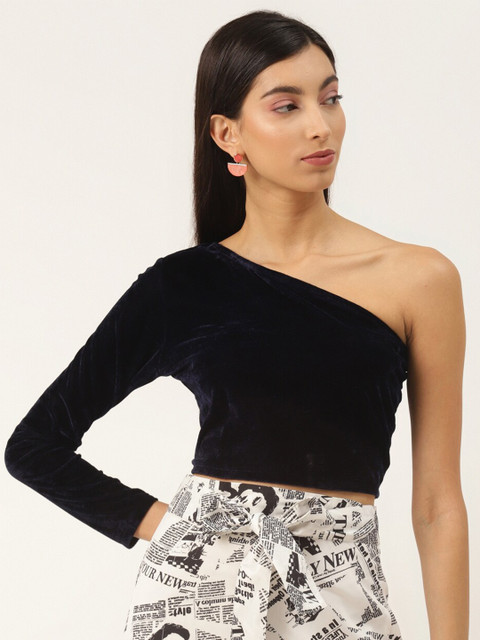 

Trend Arrest Navy Blue One Shoulder Crop Top
