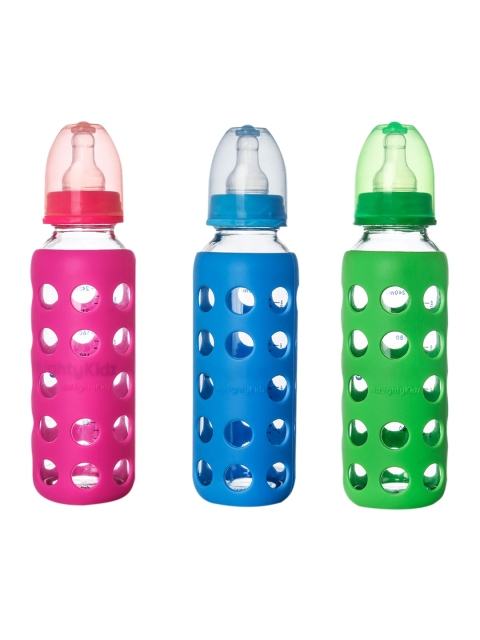 

NAUGHTY KIDZ Pack of 3 Baby Feeding Bottles With Warmer 240ml each, Pink