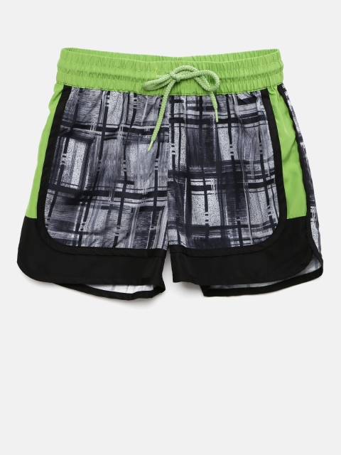 

YK Boys Black & Grey Printed Regular Fit Regular Shorts