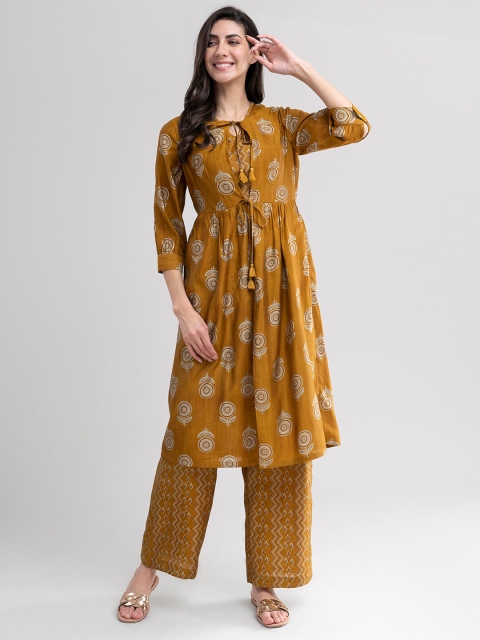 

Marigold by FableStreet Mustard Yellow Floral Print Kurta Set