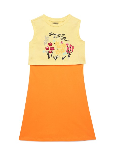 

UNDER FOURTEEN ONLY Yellow Floral A-Line Dress