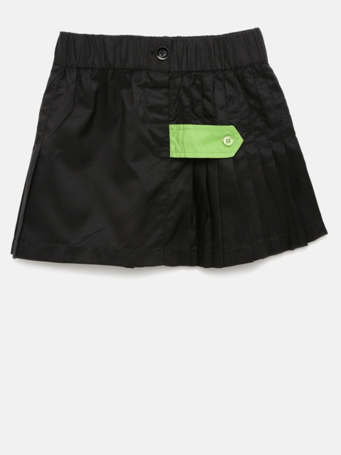 

YK Girls Black Pleated A-Line Skirt