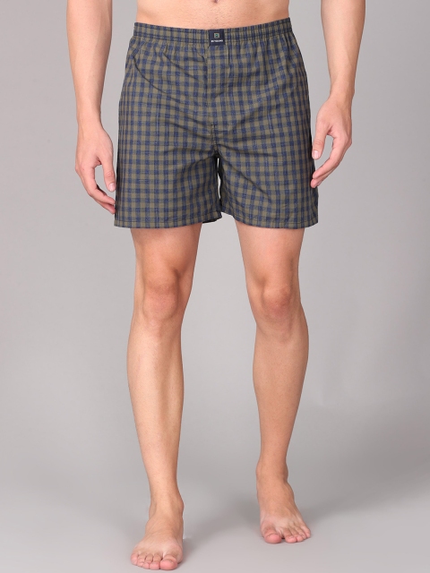 

IMYOUNG Men Black & Blue Checked Combed Cotton Boxers ERIC-BK-M