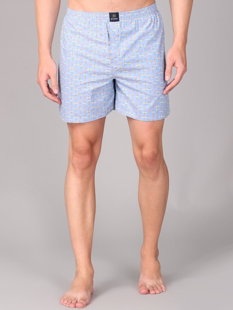 

IMYOUNG Men Blue Printed Pure Cotton Boxers