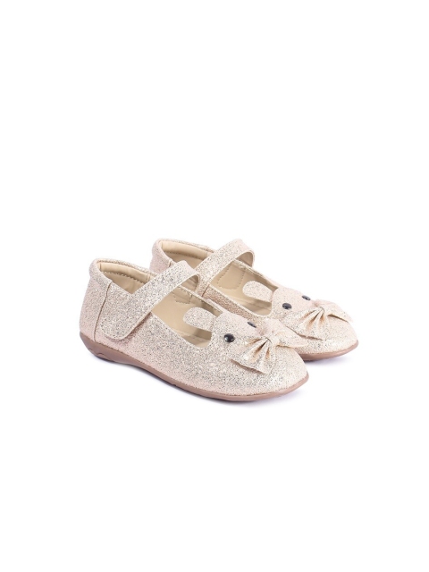 

BOYZ N GALZ Girls Gold-Toned Textured PU Ballerinas