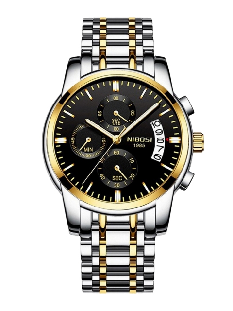 

Nibosi Men Black Dial & Silver Stainless Steel Straps Analogue Chronograph Wrist Watch