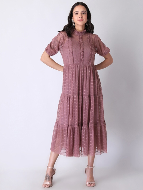 

FabAlley Purple Net Midi Dress