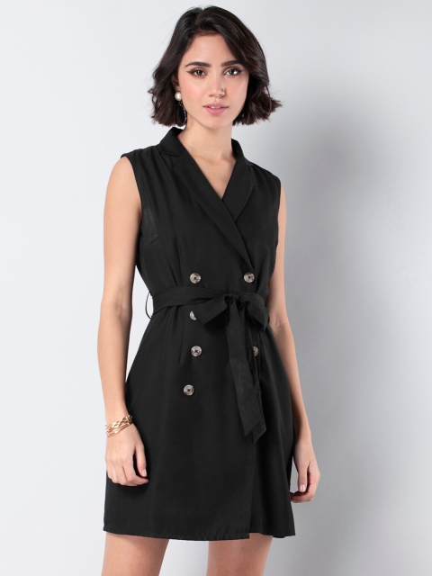 

FabAlley Women Black Wrap Dress