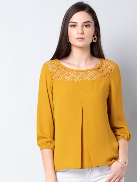 

FabAlley Yellow Solid Regular Top