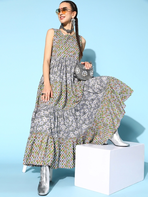

kipek Beautiful Grey Viscose Rayon Swirling Volume Kurta
