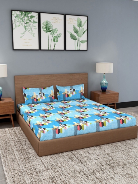 

GRACIT Blue & Green 240TC King Bedsheet with 2 Pillow Covers