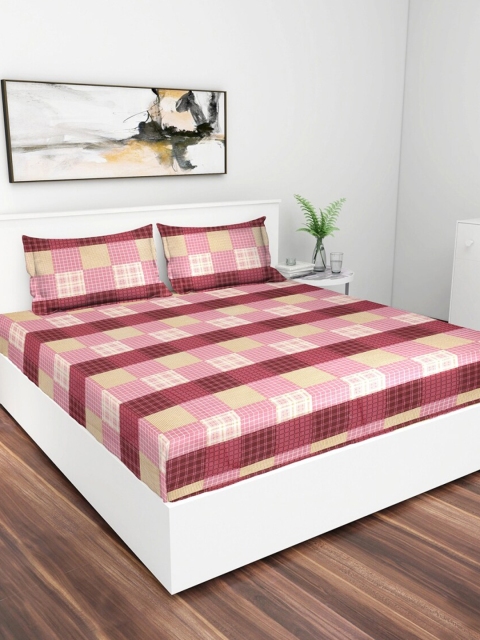 

GRACIT Pink & White Floral King Bedsheet with 2 Pillow Covers