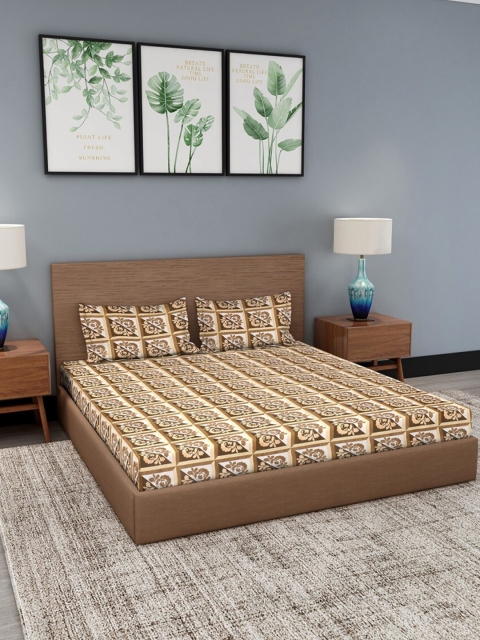

GRACIT Beige & Brown Floral King Bedsheet with 2 Pillow Covers
