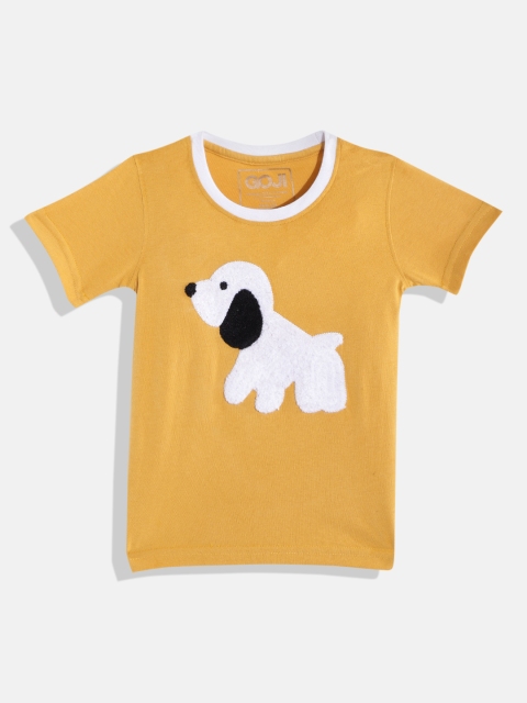 

GOJI Kids Mustard Yellow & White Applique T-shirt
