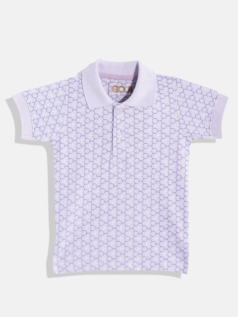 

GOJI Boys Lavender Printed Polo Collar T-shirt