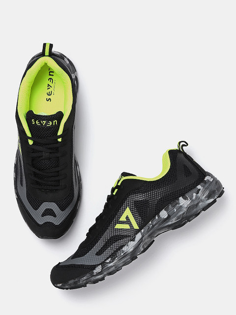 

SEVEN by MS Dhoni Men Black Camo Running Shoes