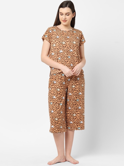 

Sweet Dreams Women Brown & Cream-Coloured Printed Night suit