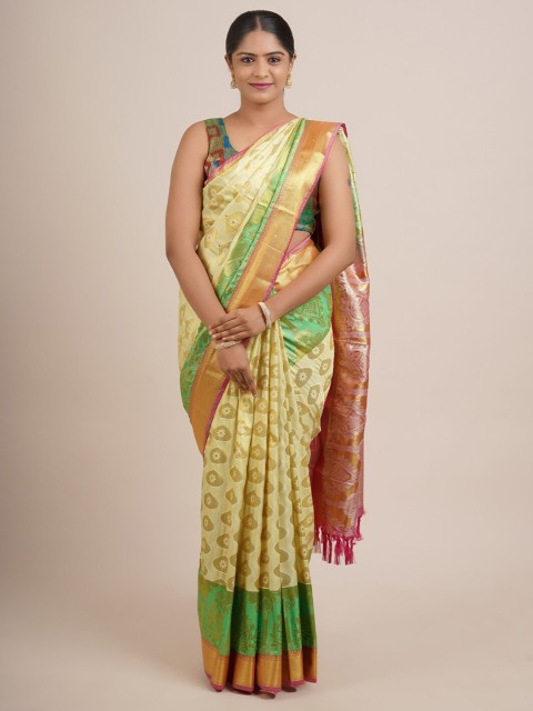 

Pothys Gold-Toned & Cream-Coloured Ethnic Motifs Zari Art Silk Saree