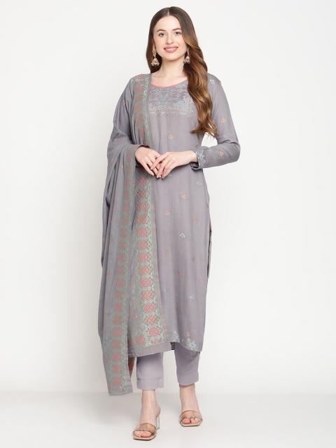 

Stylee LIFESTYLE Women Grey Cotton Jacquard Dress Material