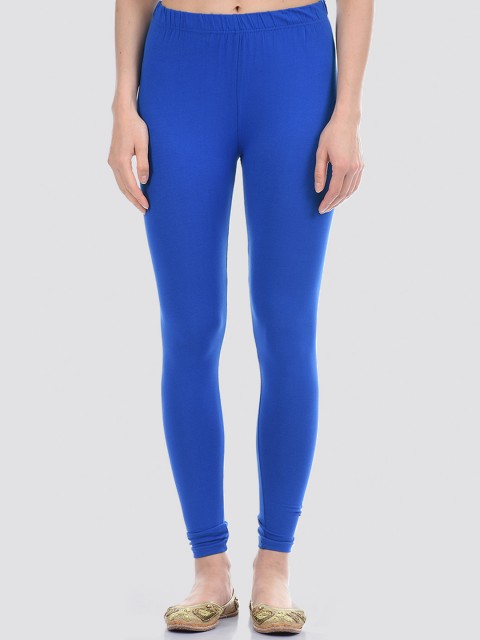 

Ethnicity Women Blue Solid Cotton Churidar-Length Leggings