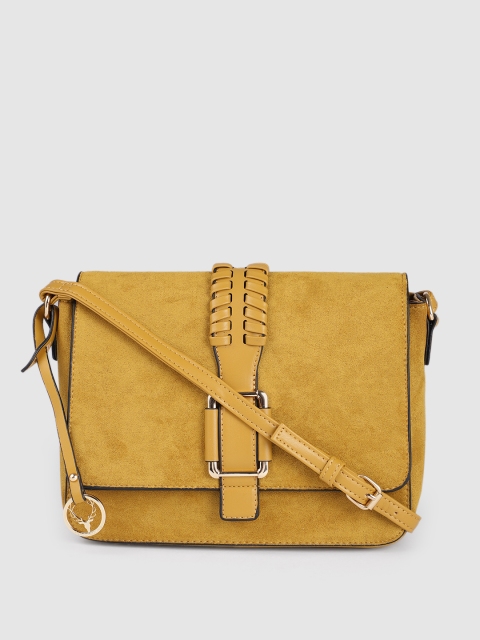 

Allen Solly Mustard PU Structured Sling Bag with Applique