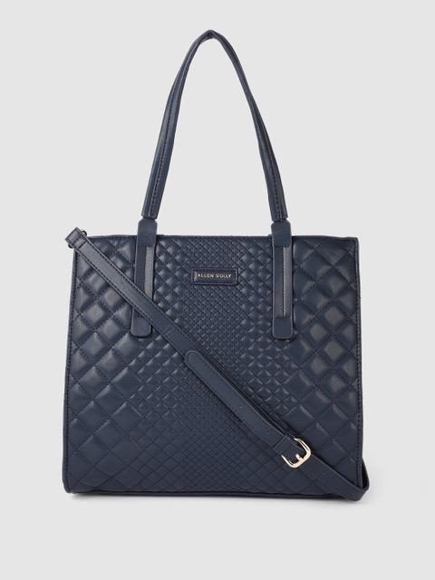 

Allen Solly Navy Blue PU Structured Handheld Bag with Quilted