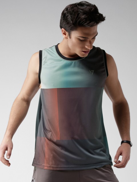

SEVEN by MS Dhoni Men Green Yukon Singlet Printed Round Neck Sleeveless T-shirt