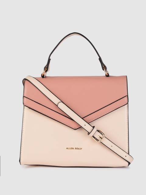 

Allen Solly Pink & Nude Coloured Colourblocked Structured Satchel