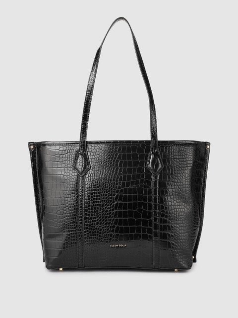 

Allen Solly Black Animal Textured PU Structured Tote Bag