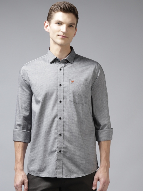 

Blackberrys Men Grey Self-Design India Slim Fit Casual Shirt