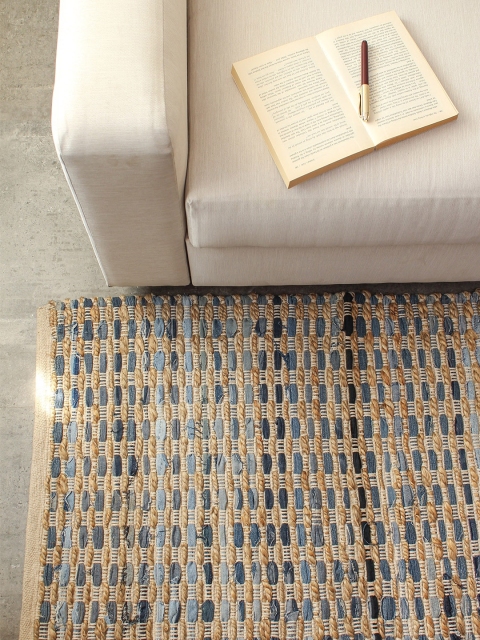 

House This Blue & Beige Woven Design Pure Cotton Floor Runner