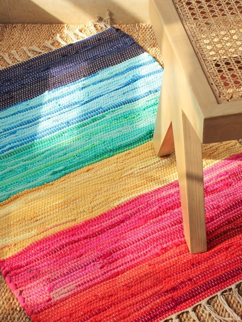 

House This Multicolored Cotton Floor Rug, Multi