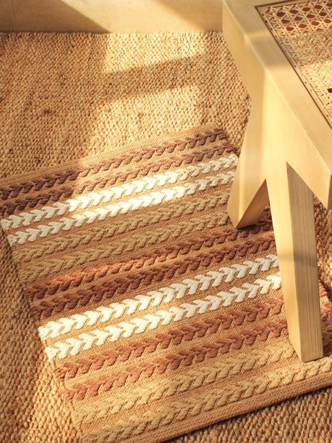 

House This Beige Printed Cotton Floor Rug