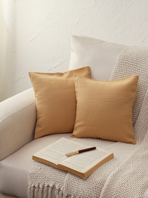 

House This Beige Set of 2 Square Cushion Covers