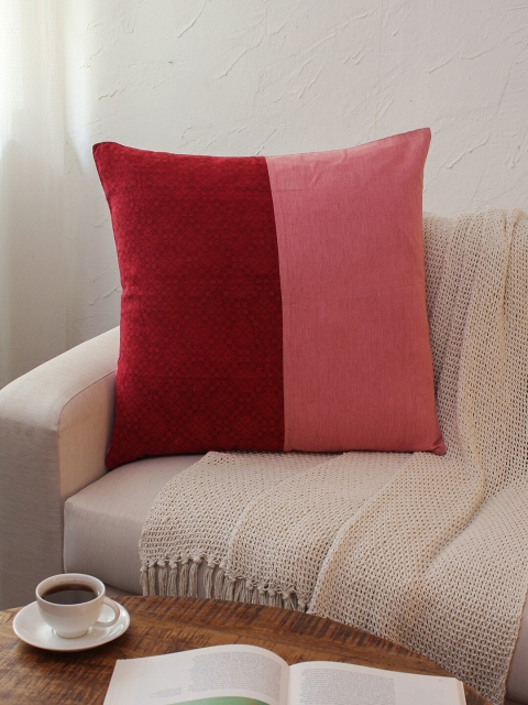 

House This Red & Pink Set of 2 Colourblocked Square Cushion Covers