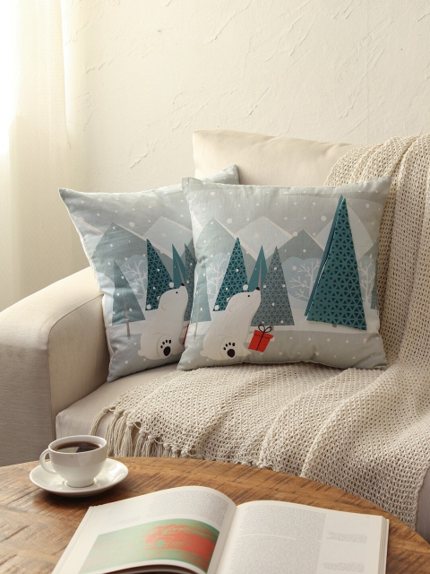 

House This Multicoloured Set of 2 Quirky Square Cushion Covers, Multi