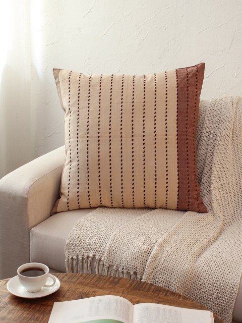 

House This Brown & Beige Set of 2 Striped Square Cushion Covers