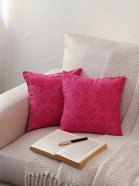 

House This Pink Set of 2 Ethnic Motifs Square Cushion Covers