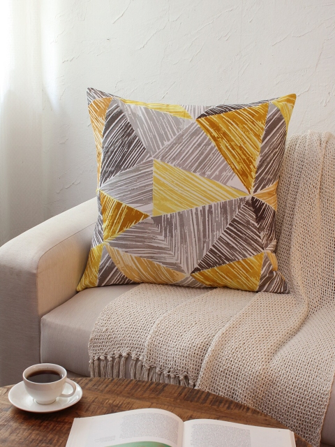 

House This Orange & Grey Set of 2 Abstract Square Cushion Covers