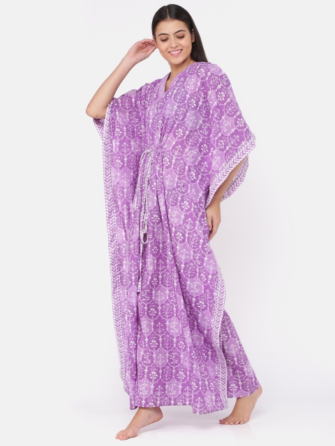 

9shines Label Lavender Printed Maxi Nightdress