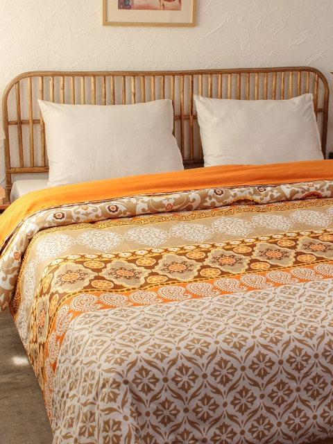 

House This Rust-Brown & Orange Printed Pure Cotton Double Queen Duvet Cover