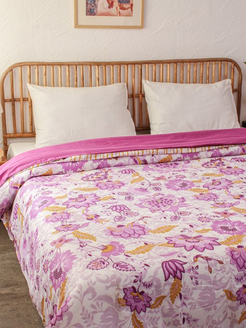 

House This Purple & White Printed Pure Cotton Double Queen Duvet Cover