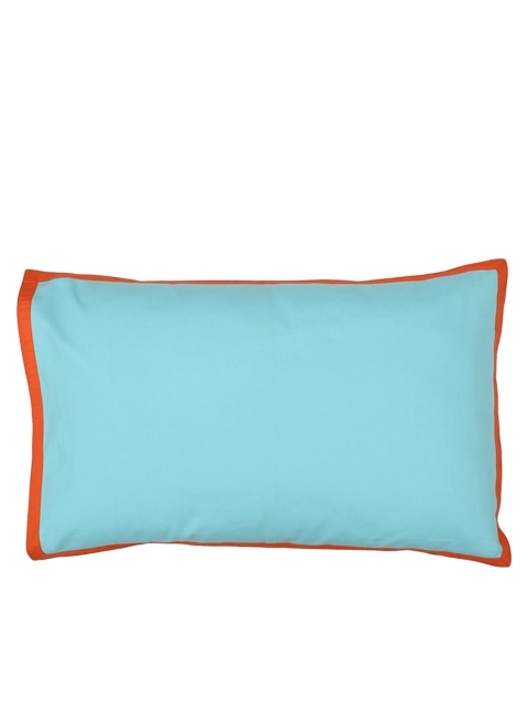 

House This Set Of 2 Blue Solid Cotton Pillow Covers
