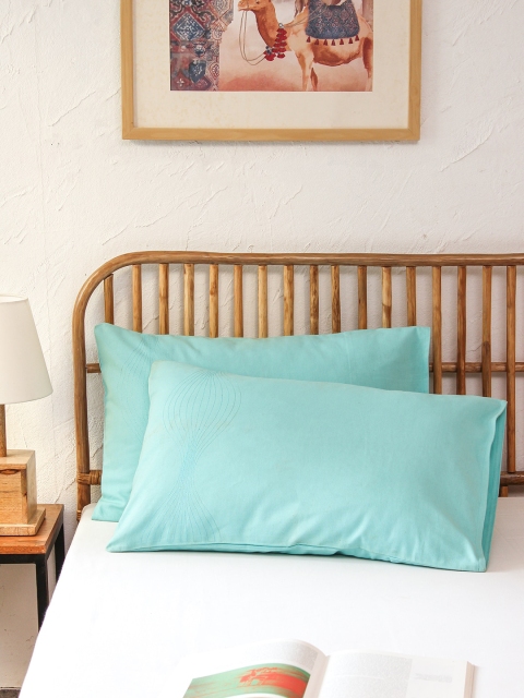 

House This Set Of 2 Blue Printed Pillow Covers