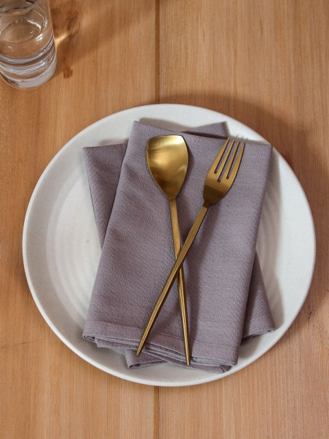 

House This Set Of 2 Grey Solid Pure Cotton Napkins